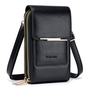 roulens small crossbody bag cell phone purse for women, leather shoulder bag wallet purse with credit card slots
