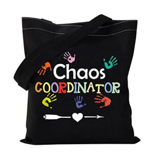 vamsii childcare director tote bag chaos coordinator canvas bag daycare teacher appreciation gifts busy mom gift shoulder bag (chaos coordinator)