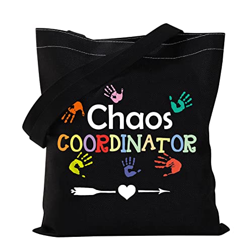 VAMSII Childcare Director Tote Bag Chaos Coordinator Canvas Bag Daycare Teacher Appreciation Gifts Busy Mom Gift Shoulder Bag (Chaos Coordinator)