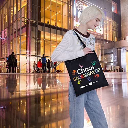 VAMSII Childcare Director Tote Bag Chaos Coordinator Canvas Bag Daycare Teacher Appreciation Gifts Busy Mom Gift Shoulder Bag (Chaos Coordinator)