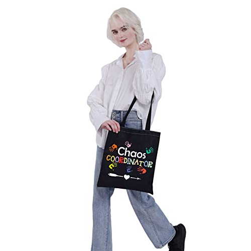 VAMSII Childcare Director Tote Bag Chaos Coordinator Canvas Bag Daycare Teacher Appreciation Gifts Busy Mom Gift Shoulder Bag (Chaos Coordinator)