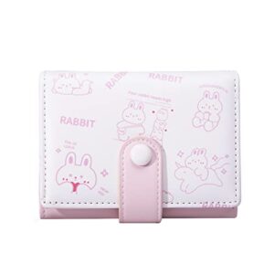 sunwel fashion girls cute bear print tri-folded wallet small wallet cash pocket card holder id window purse for women (pink)