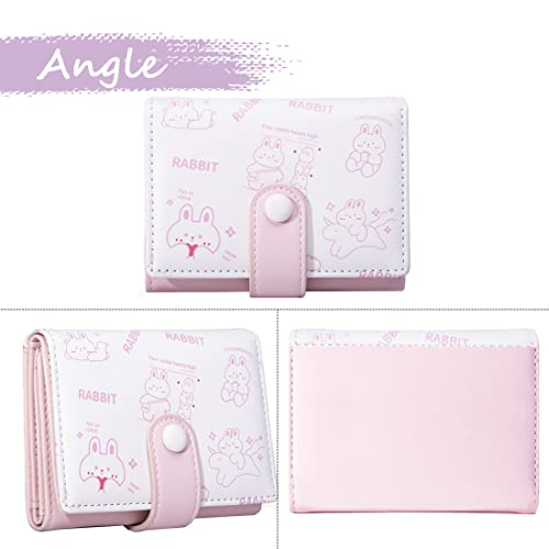 Sunwel Fashion Girls Cute Bear Print Tri-folded Wallet Small Wallet Cash Pocket Card Holder ID Window Purse for Women (PINK)