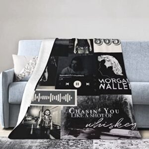 Music Album Cover 3D Print Blanket Morgan Wallen Throw Blanket Lightweight Cozy Flannel Blankets and Throws for Sofa Living Room Bed Pop Singer Fans 50x40 in