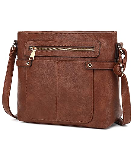 LL LOPPOP Medium Size Crossbody Purse, Multi Pocket Zipper Bag, Small Shoulder Bag with Adjustable Strap 202904 New brown