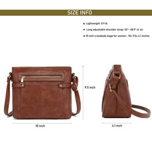 LL LOPPOP Medium Size Crossbody Purse, Multi Pocket Zipper Bag, Small Shoulder Bag with Adjustable Strap 202904 New brown