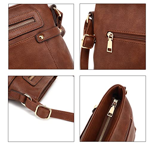 LL LOPPOP Medium Size Crossbody Purse, Multi Pocket Zipper Bag, Small Shoulder Bag with Adjustable Strap 202904 New brown