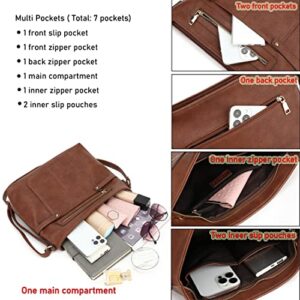 LL LOPPOP Medium Size Crossbody Purse, Multi Pocket Zipper Bag, Small Shoulder Bag with Adjustable Strap 202904 New brown