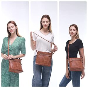 LL LOPPOP Medium Size Crossbody Purse, Multi Pocket Zipper Bag, Small Shoulder Bag with Adjustable Strap 202904 New brown