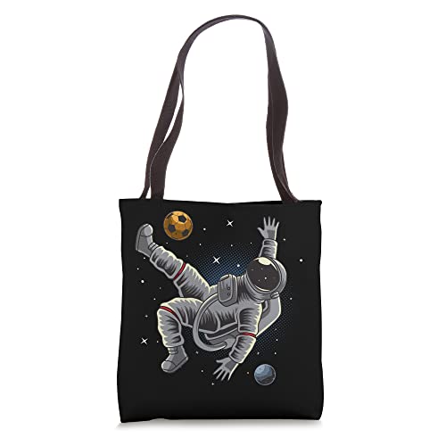 Astronaut Soccer on Space Planets Moon Stars Astronaut Tote Bag