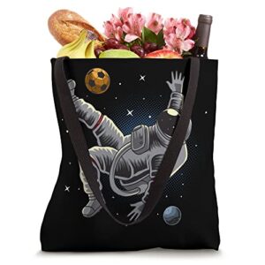 Astronaut Soccer on Space Planets Moon Stars Astronaut Tote Bag