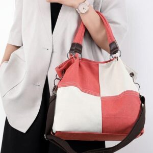 Women's Tote Canvas Satchel Hand Bag Corssbody Retro Clutch Plaid Shoulder Bag Purse Hobo Bag