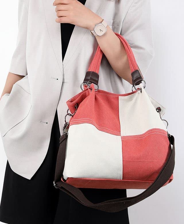 Women's Tote Canvas Satchel Hand Bag Corssbody Retro Clutch Plaid Shoulder Bag Purse Hobo Bag