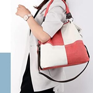 Women's Tote Canvas Satchel Hand Bag Corssbody Retro Clutch Plaid Shoulder Bag Purse Hobo Bag