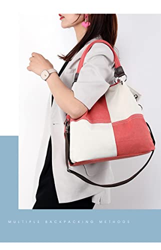 Women's Tote Canvas Satchel Hand Bag Corssbody Retro Clutch Plaid Shoulder Bag Purse Hobo Bag