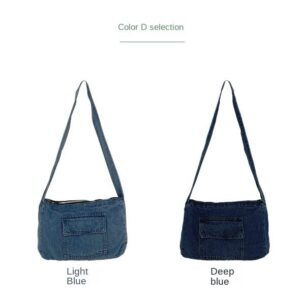 Retro Denim Shoulder Bag, Large Capacity Hobo Crossbody Shoulder Bag, Aesthetic Handbag Fairy Grunge Tote Bag (Dark Blue)