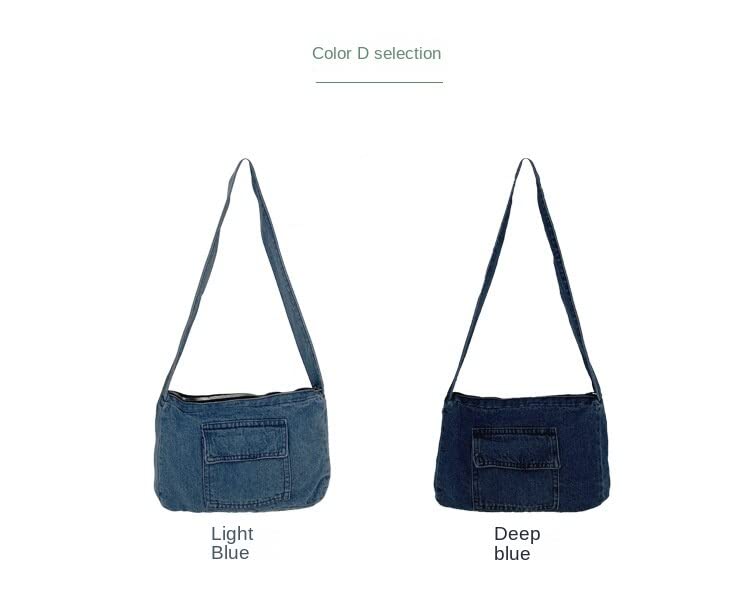 Retro Denim Shoulder Bag, Large Capacity Hobo Crossbody Shoulder Bag, Aesthetic Handbag Fairy Grunge Tote Bag (Dark Blue)