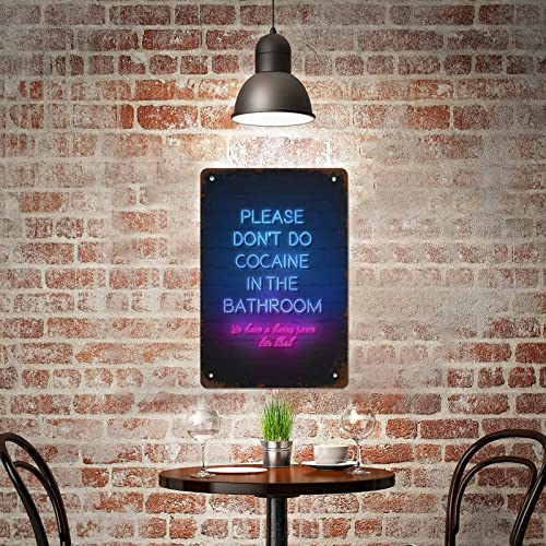 NAMEY Metal Tin Sign Vintage Metal Signs Please Don‘t Do Cocaine in The Bathroom Vintage Wall Decor Retro Art Tin Sign Funny Decorations for Home Bar Pub Cafe Farm Room Metal Poster 8x12 Inch