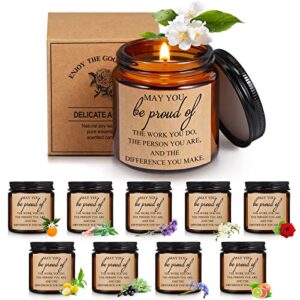 10 pcs jars scented soy candles 3.5 oz may you be proud of the difference you make candles thank you gifts for employee appreciation gifts secretaries gifts (black)