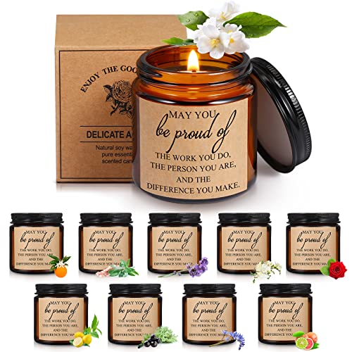 10 Pcs Jars Scented Soy Candles 3.5 oz May You Be Proud of The Difference You Make Candles Thank You Gifts for Employee Appreciation Gifts Secretaries Gifts (Black)