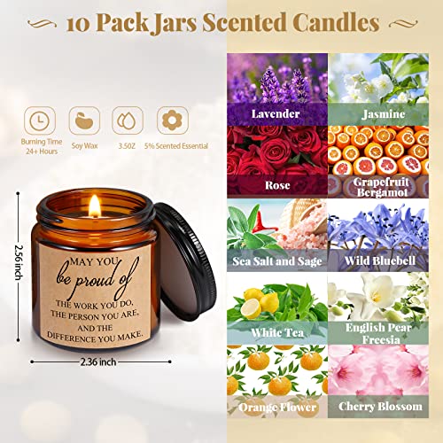 10 Pcs Jars Scented Soy Candles 3.5 oz May You Be Proud of The Difference You Make Candles Thank You Gifts for Employee Appreciation Gifts Secretaries Gifts (Black)