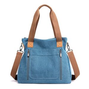 women’s tote canvas satchel hand bag corssbody retro clutch muti pocket shoulder bag purse hobo bag