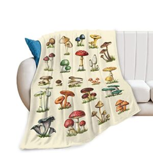 hugdiy mushrooms fleece throw blanket 54″x70″, soft cozy blanket, lightweight fuzzy fluffy plush blanket for bed sofa travel