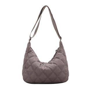 women hobo shoulder bag puffer small tote crossbody bag purse cotton handmade bags handbag with zipper school work travel grey