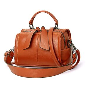 women barrel handbags purses fashion soft leather crossbody bag top handle satchel bag shoulder bag ladies tote (yellow)