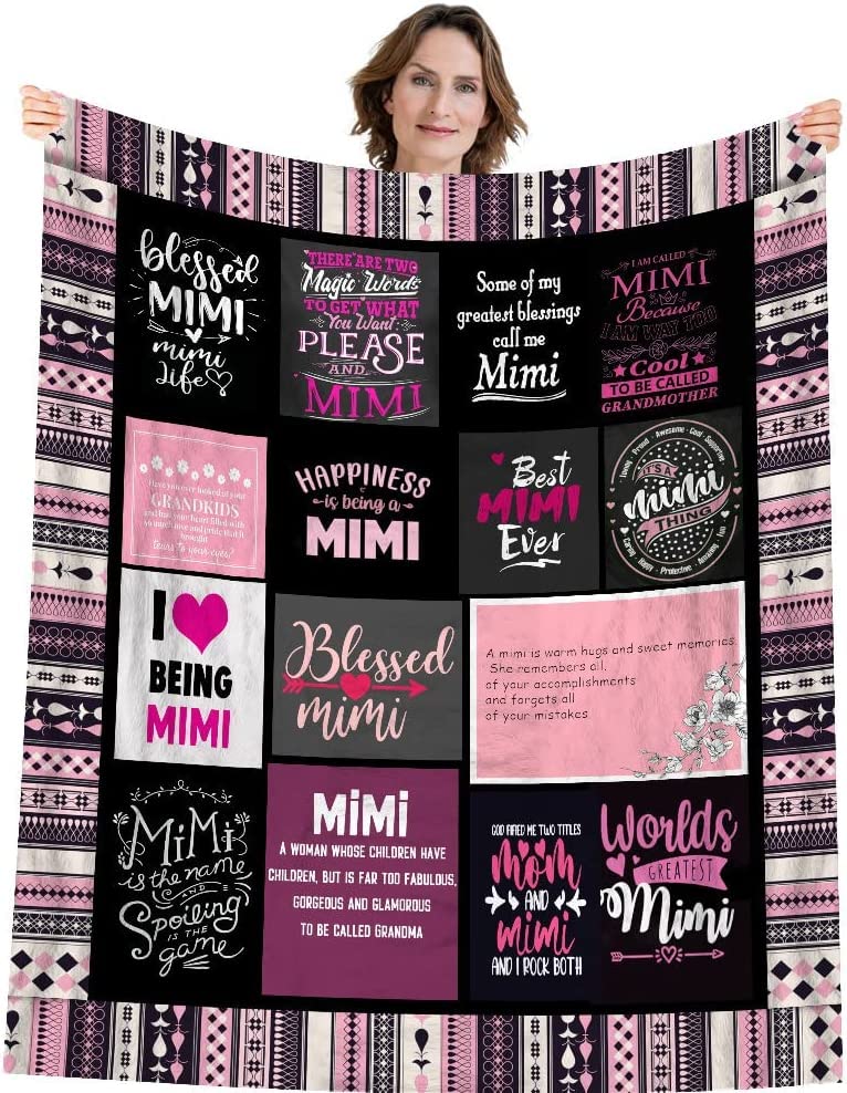 Best Mimi Blanket Gifts for Mimi from Grandaughter Gifts for Mimi from Grandkid | Best Mimi Ever Blanket | Christmas Mothers Day Birthday Present for Mimi from Grandson Throw Blanket 50” X 60”