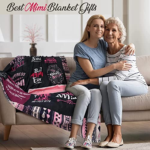 Best Mimi Blanket Gifts for Mimi from Grandaughter Gifts for Mimi from Grandkid | Best Mimi Ever Blanket | Christmas Mothers Day Birthday Present for Mimi from Grandson Throw Blanket 50” X 60”