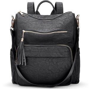 oyifan leather backpack purse for women medium/large size fashion college bookbag purse anti-theft designer travel backpack convertible handbag bag
