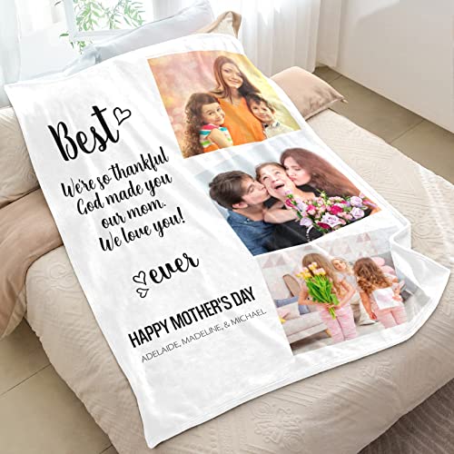 Personalized Mom Gifts for Mothers Day, Custom Blankets with Photos, Personalized Blankets with Photos, Customized Blankets with Pictures&Text, Personalized Gifts for Mom,Grandma