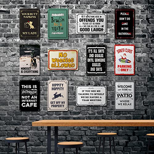 Aulutum Funny Garage Man Cave Decor Metal Signs, If Something Here Offends You Please Let us Know We Can All Use a Good Laugh 8 ×12 Inches