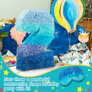 Number 2 Pinata with Stick Blindfold Confetti, Gradient Blue Pinata for Kids 2nd Birthday Party Large Blue Pinata for Boys Girls Birthday Anniversary Celebration Decoration Supplies (Number 2)