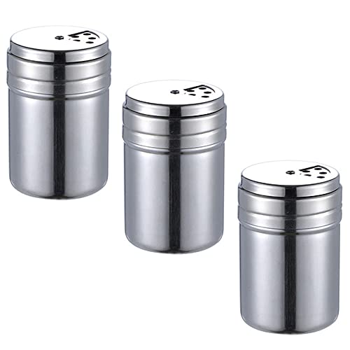 3 Pieces Shaker Seasoning Cans with Rotating Cover Steel seasoning Seasoning Bottle with Stainless Spice Shaker for Cooking Kitchen Gadget