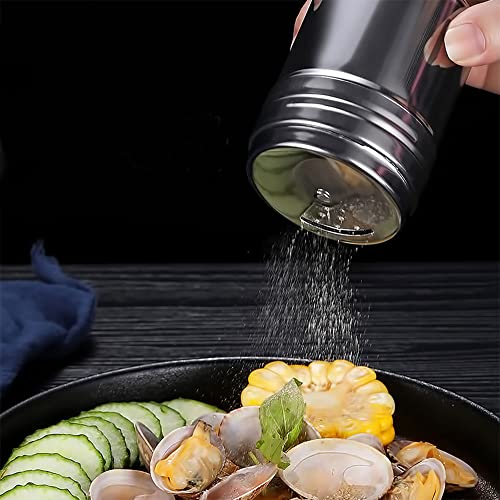 3 Pieces Shaker Seasoning Cans with Rotating Cover Steel seasoning Seasoning Bottle with Stainless Spice Shaker for Cooking Kitchen Gadget