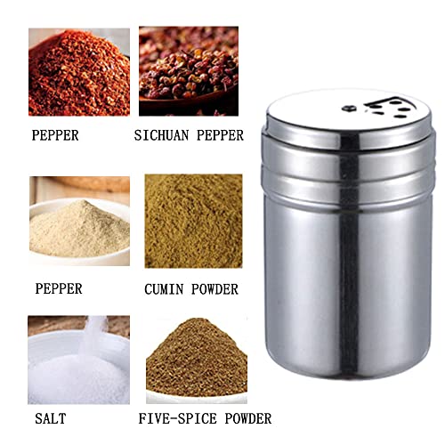 3 Pieces Shaker Seasoning Cans with Rotating Cover Steel seasoning Seasoning Bottle with Stainless Spice Shaker for Cooking Kitchen Gadget