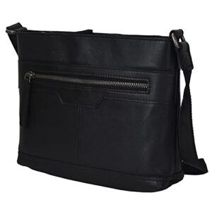 Zinda Genuine Leathers Women’s Handbag Bucket Bag Top Zip Shoulder Sling Crossbody (Ebony)