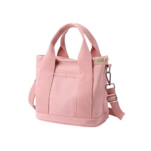 canvas tote bag crossbody bag for woman 2 in 1 large capacity multi-pocket handbag (pink)