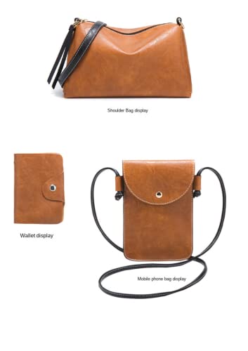 Women Fashion Handbags Wallet Tote Bag Shoulder Bag Top Handle Satchel Purse Set 4pcs bags for women (brown)