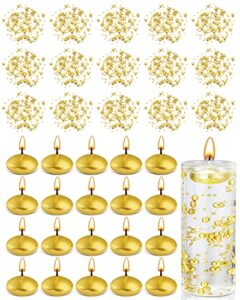 40 pcs unscented christmas gold floating candles artificial pearl string for floating candle set for wedding centerpieces table decoration vases filler for birthday valentine’s day party decor