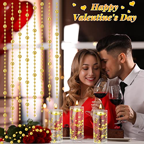 40 Pcs Unscented Christmas Gold Floating Candles Artificial Pearl String for Floating Candle Set for Wedding Centerpieces Table Decoration Vases Filler for Birthday Valentine's Day Party Decor