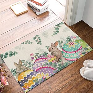 easter bunny colorful eggs rustic eucalyptus leaves, bathroom shower mat doormat non slip,floor rug absorbent carpets floor mat home decor for kitchen bedroom rug, 16″x 24″