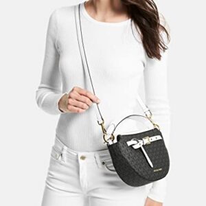 Michael Kors Emilia Medium Half Moon Shoulder Bag Logo Crossbody Black Signature