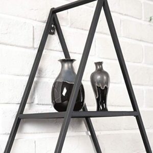 XJJZS 3 Tier Triangular Matte Black Metal Display Shelf, Wall Mounted Pyramid Rack