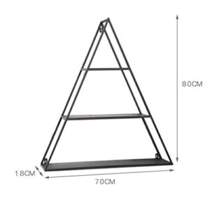 XJJZS 3 Tier Triangular Matte Black Metal Display Shelf, Wall Mounted Pyramid Rack