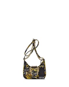 versace jeans couture women logo couture hobo bags black – gold