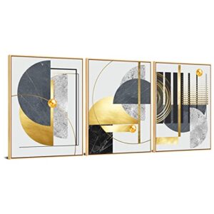 moudamion black gold canvas wall art, 3pcs large abstract canvas wall art gold frame wall quotes painting luxury nordic art poster for living room office 24x36inch
