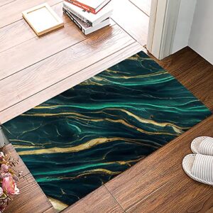 marble emerald green modern abstract gold art, bathroom shower mat doormat non slip,floor rug absorbent carpets floor mat home decor for kitchen bedroom rug, 16″x 24″